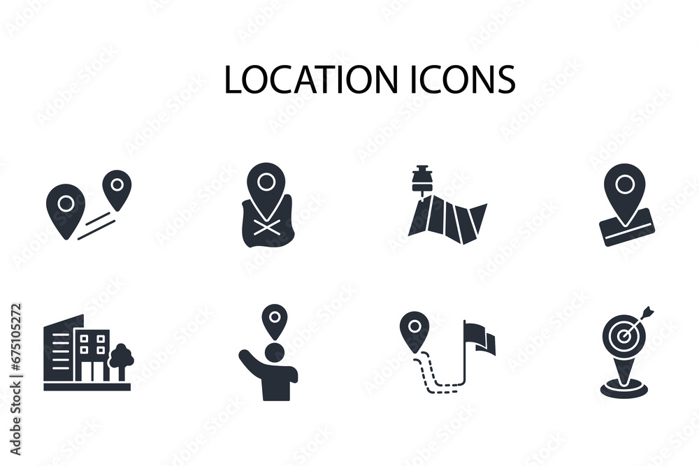 Poster location icon set.vector.editable stroke.linear style sign for use web design,logo.symbol illustrati