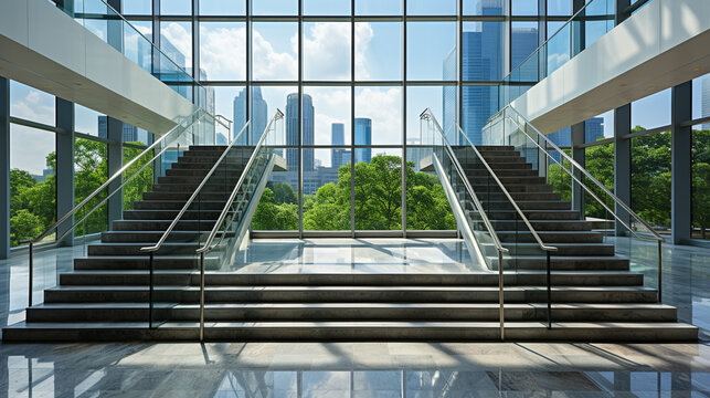 escalator in the office HD 8K wallpaper Stock Photographic Image 