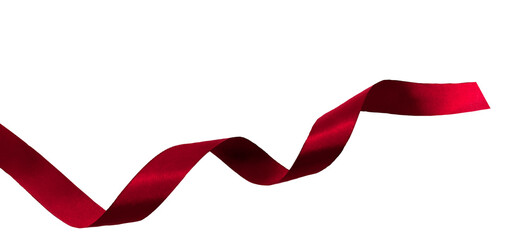 shiny red ribbon on transparent and white background, PNG image
