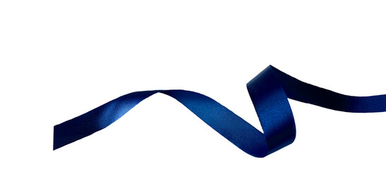 elegant royal blue ribbon isolated on transparent and white background