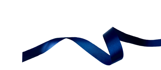 elegant royal blue ribbon isolated on transparent and white background