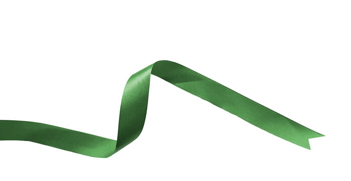 green ribbon on transparent background, PNG image.	