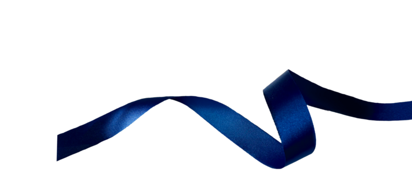 elegant royal blue ribbon isolated on transparent and white background