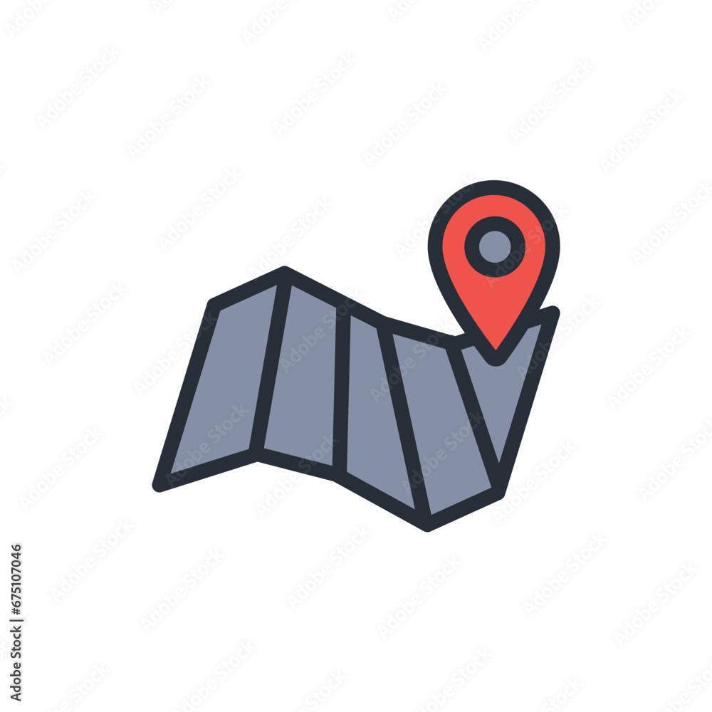 Poster map icon. vector.editable stroke.linear style sign for use web design,logo.symbol illustration.