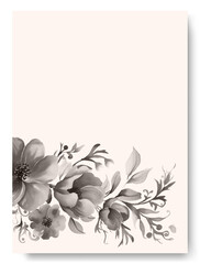 Wedding invitation template with monochrom azalea watercolor frame background. arden theme wedding invitation card.