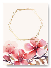Vintage delicate greeting invitation card template design with cherry blossom flowers