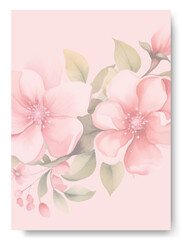 Vintage delicate greeting invitation card template design with cherry blossom flowers