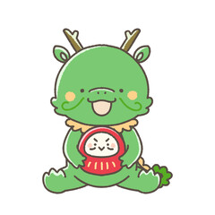 【干支】だるまを持つかわいい辰のイラスト