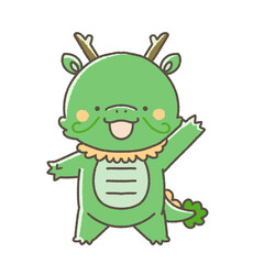 【干支】手を挙げるかわいい辰のイラスト
