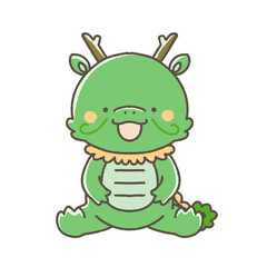 【干支】かわいい辰のイラスト【座りポーズ】