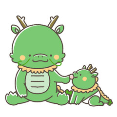 【干支】かわいい辰の親子のイラスト