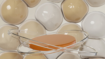 3D Render of Beautiful Product Podium Background - Beige Theme