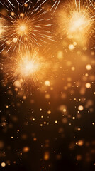 Fototapeta na wymiar Happy New Year Celebration Sparkles Banner, space for text,Fireworks colorful explosions , festive background , New Years Eve or Independence Day 