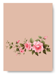 Watercolor pink roses wedding invitation card template set