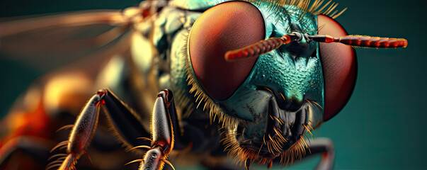 Detail of the macro insect. generative ai