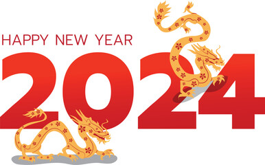 happy chinese new year 2024, year of the dragon, happy new year illustration for posters, cards, calendars, signs, banners, websites, public relations and other designs