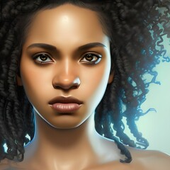 AI-generated illustration of a beautiful Afro-American woman.