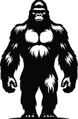 Confident Silverback Gorilla Standing Tall Vector Logo Art