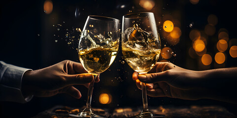 two people toasting glasses of champagne, perfect for New Year's Eve or any celebratory event.