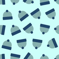 Winter beanie seamless pattern. Suitable for backgrounds, wallpapers, fabrics, textiles, wrapping papers, printed materials, and many more. Editable vector.