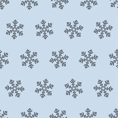 Snowflake line art seamless pattern. Suitable for backgrounds, wallpapers, fabrics, textiles, wrapping papers, printed materials, and many more. Editable vector.