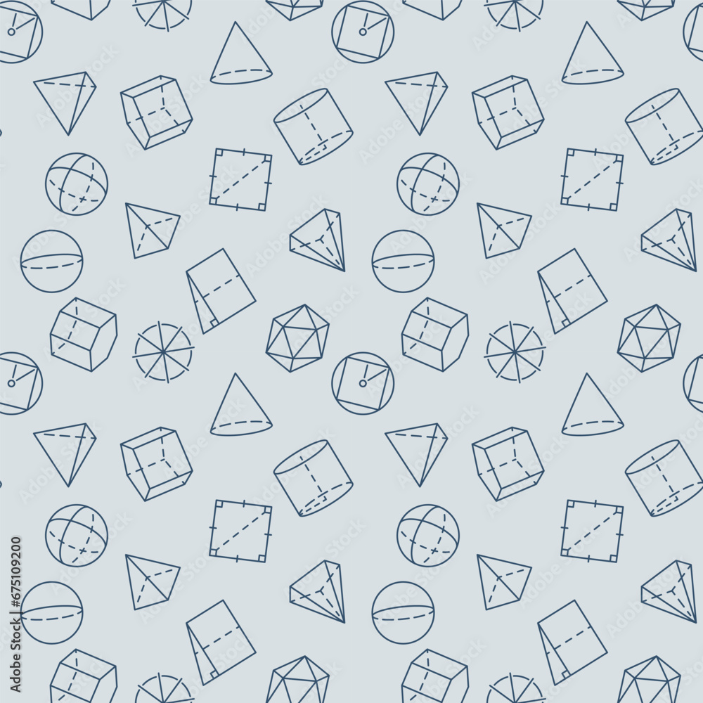 Poster geometric shapes thin line seamless pattern - vector geometry background