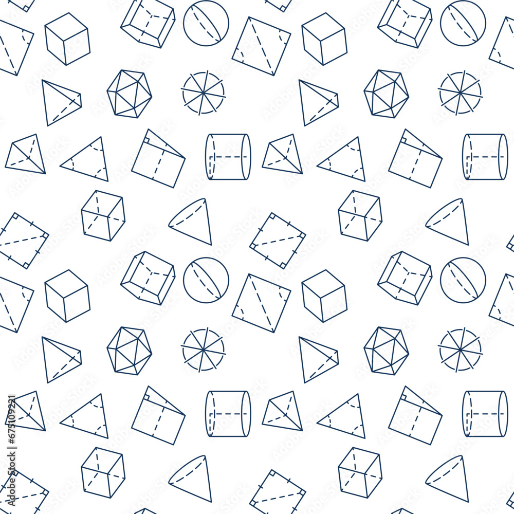 Poster geometric shapes vector outline seamless pattern - geometry and math concept background