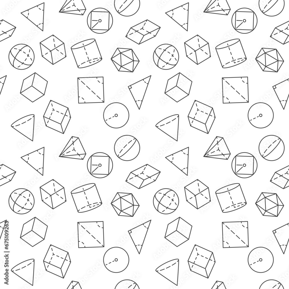 Poster geometrical figures pattern with vector geometry education concept seamless background
