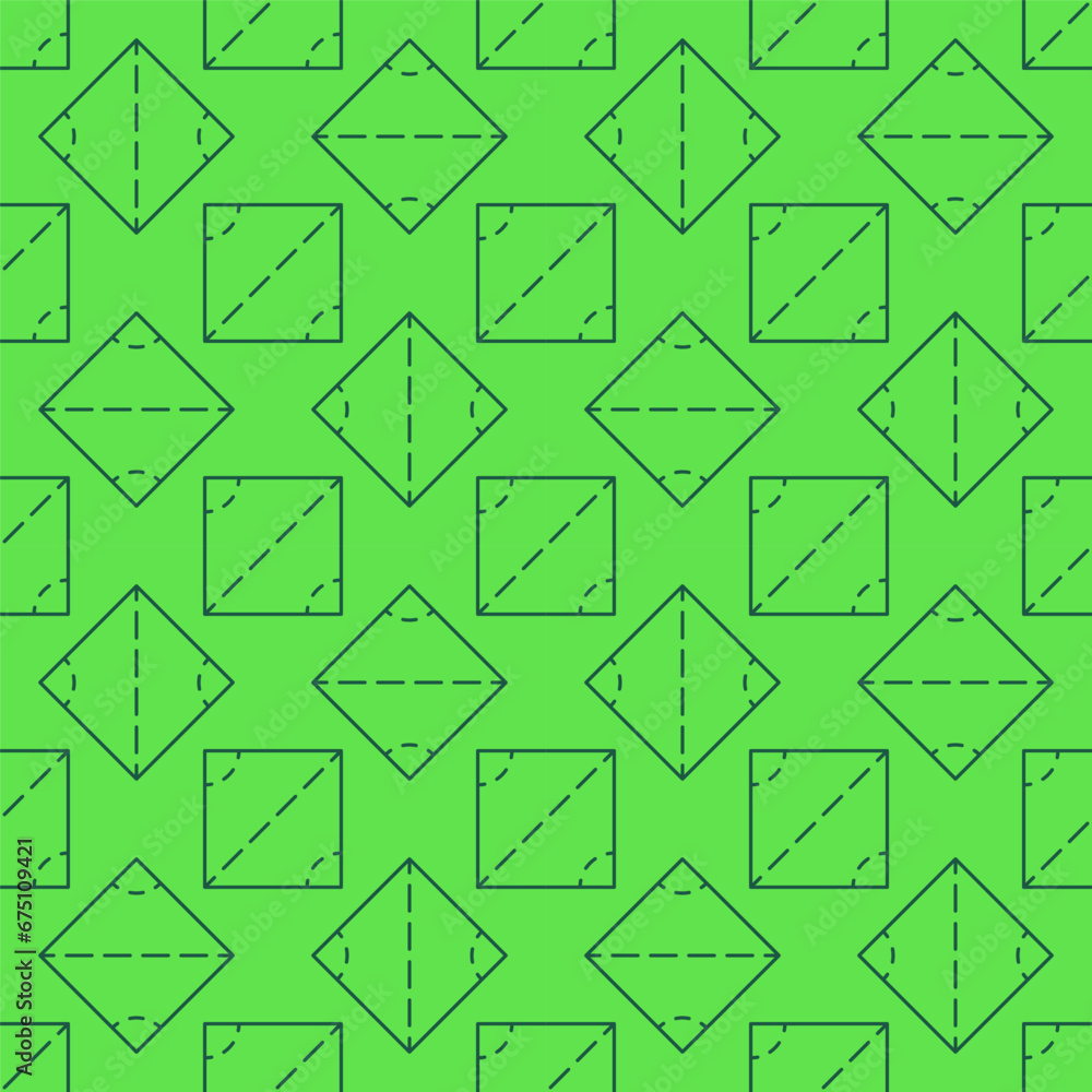 Aufkleber square figure thin line green seamless pattern - geometry science vector background