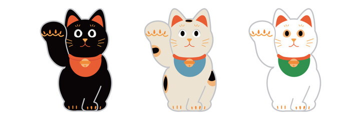 招き猫　シンプルなイラスト素材