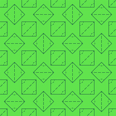 Square Figure thin line green seamless pattern - Geometry Science vector background