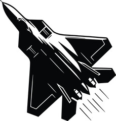 Inverted Stealth Fighter Jet Aerobatics Vector Logo Art - obrazy, fototapety, plakaty