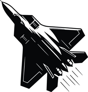 Inverted Stealth Fighter Jet Aerobatics Vector Logo Art