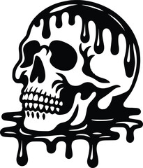 Melting Skull Stencil Image Vector Logo Art