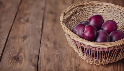  basket in plum on a wooden table