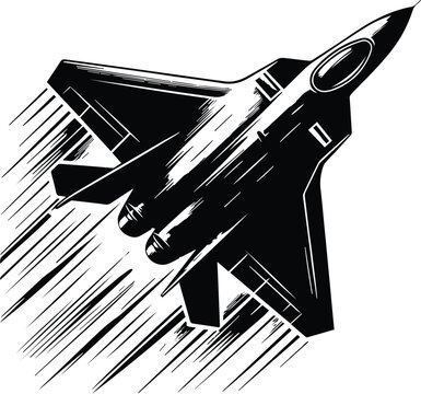 Stealth Fighter Jet Maneuvering Vector Logo Art