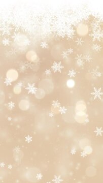 Golden Christmas background with snowflakes.