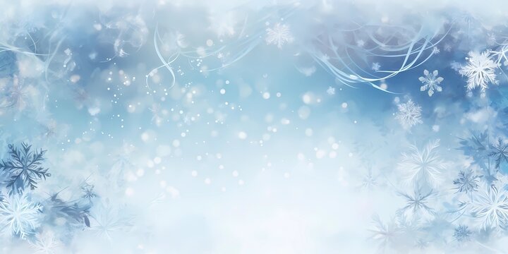 Winter blurred background with white and blue colors. Chrismas background, good for advertising or banners.
