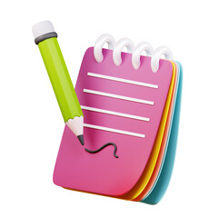 3d notepad minimalist.  3d design illustration