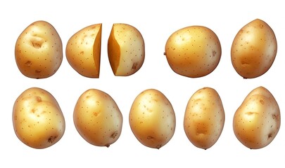 Potatoes on white background