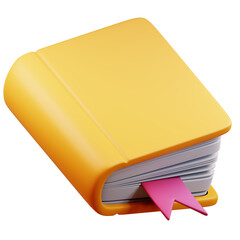 3d dictionary book with bookmark.  3d design illustration back to school