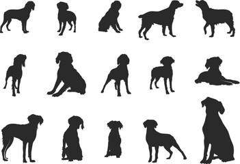 Brittany spaniel silhouette, Brittany dog clipart, Brittany dog svg, Dog silhouettes, Brittany dog icon. - obrazy, fototapety, plakaty
