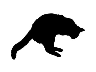 寝そべる黒猫のシルエットイラスト