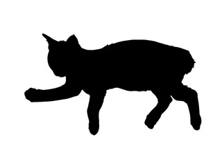 横になる黒猫のシルエットイラスト