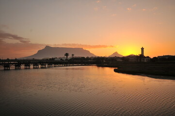 Sunset over the river. Cape Town. South Africa. 