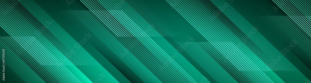 Poster 3d green geometric abstract background overlap layer on dark space with diagonal lines shape decorat