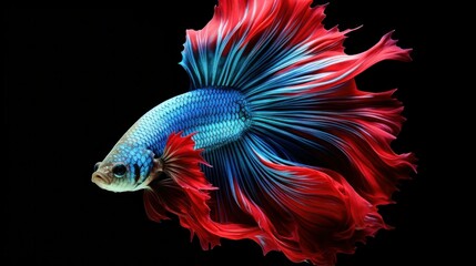 Capture the moving moment of siamese fighting fish isolated on black background. betta fish.