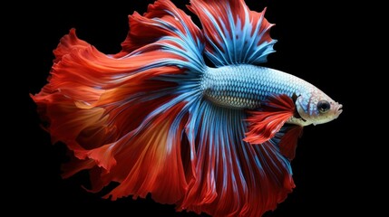 Capture the moving moment of siamese fighting fish isolated on black background. betta fish.