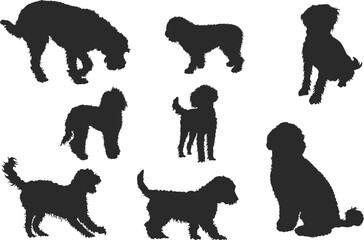 Labradoodle silhouette, Labradoodle dog silhouette, Labradoodle clipart, Labradoodle icon, Dog silhouette