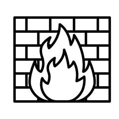 Firewall security icon with black outline style. security, firewall, internet, data, technology, network, safety. Vector Illustration
